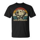 Golden Retriever Dog Life Is Golden Retro Vintage T-Shirt