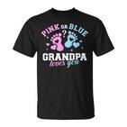 Großvater T-Shirt Pink or Blue, Grandpa Loves You für Geschlechtsenthüllung