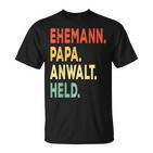 Herren Ehemann Papa Anwalt Held Retro-Jahrgangatertag T-Shirt