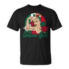 Italienisches Mädchen Retro-T-Shirt, Stolzes Design im Vintage-Stil