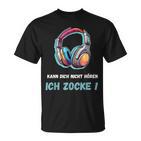 Kann Dich Nicht Hören Ich Zocke T-Shirt für Gamer, Schwarzes Gaming Tee