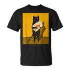 Katze Hält Goldfischglas-Kunstdesign T-Shirt