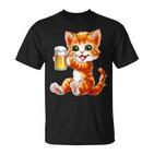 Katze Kater Trinkt Bier Zum Männertag Oderatertag T-Shirt