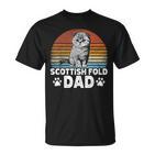 Katzenbesitzer Katzen Papa Retro Scottish Fold Dad T-Shirt