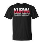 Kurwa Schwarzes T-Shirt, Humorvolles Polnischer Spruch Design