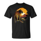 Leopard Savanne Sonnenuntergang Wildlife Safari Motiv Tierdruck T-Shirt