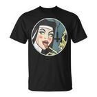 Lick Skull Unholy Nun Sexy Black T-Shirt