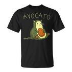 Lustiges Avocato Katzen T-Shirt, Wortspiel Schwarzes Hemd