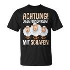 Lustiges Schäfer T-Shirt Achtung, Rede mit Schafen, Schäferhumor Tee