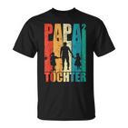 Papa Hoch 2 Dad Hoch 2 Töchter Zweifach Papa Father's Day S T-Shirt