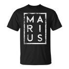 Personalisiertes Marius Vintage-Schwarz T-Shirt, Retro Namensdesign