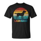 Retro Labrador Silhouette T-Shirt im Sonnenuntergang Design