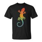 Retro Striped Gecko Cute Gecko Silhouette Vintage Children's T-Shirt