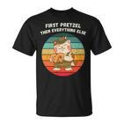 Retro Süße Katze Erste Brezel Dann Alles Andere T-Shirt