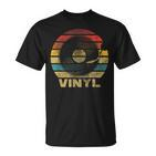 Retro Vinyl Schallplatte T-Shirt Design, Schwarz Vintage Musik Tee