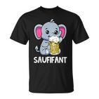 Saufifant Party Elefant Alkohol Bier Saufen Feiern T-Shirt