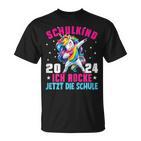 Schulkind 2024 Dabbing Unicorn Ich Rocke Jetzt Die Schule T-Shirt