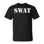 Schwarzes SWAT T-Shirt mit Aufdruck, Polizei Motiv Tee