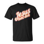 Schwarzes T-Shirt mit 'Jesus liebt dich' Aufdruck, Christliche Mode