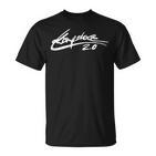 Schwarzes T-Shirt mit Weißer Signature-Grafik 2.0, Elegantes Design