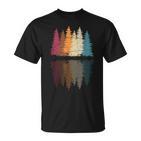 Schwarzes T-Shirt Waldspiegelung, Aquarell Design