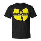 Schwarzes Wu-Tang Logo T-Shirt, Hip-Hop Fanbekleidung
