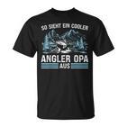 So Sieht ein Cooler Angler Opa Aus T-Shirt Schwarz für Männer