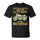 Unterschätze Niemals Alten Mann Motorrad Opa Papa Geschenk T-Shirt