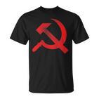 Vintage Cccp Ussr Hammer Sickle Flag Soviet Distressed T-Shirt