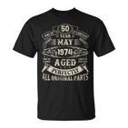 Vintage Mai 1974 50 Jahre Alt 50 Geburtstag Geschenke Für Männer T-Shirt