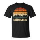Vintage Münster Skyline Sonnenuntergang T-Shirt, Retro Design Tee