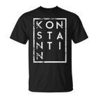 Vintage-Stil Schwarzes T-Shirt mit 'Konstantin' Aufdruck, Retro Design Tee