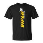 Viper Kampfjet Motiv T-Shirt für Herren in Schwarz, Luftfahrt Design