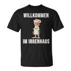 Willkommen Im Irrenhaus Straight Jacket Crazy Saying T-Shirt