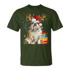 English Bulldog Christmas Dog Reindeer T-Shirt