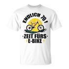 70Th Birthday Bicycle Endlich 70 Zeit Für E-Bike T-Shirt