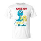 Children's Endlich Großer Bruder 2023 Announce Dino 80 T-Shirt