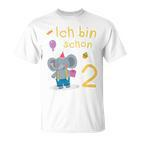 Kinder Ich Bin 2 Jahre Alt Elefant 2Nd Birthday  T-Shirt