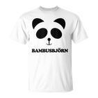 Panda-Gesicht T-Shirt Bambusbjörn, Witzig & Unisex Weiß