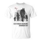 Spaziergang Pferd Hund Mädchen Pferdemensch T-Shirt