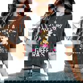 Cute Just A Girl Who Loves Giraffes Floral Girls Women's Oversized Comfort T-Shirt