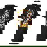 Dia De Los Muertos Sunflower Mexican Skull Skeleton Guitar T-Shirt