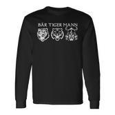 Bear Tiger Man Beard Carrier Slogan Langarmshirts