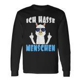 Ich Hasse Menschen Alpaca And Lama With Middle Finger S Langarmshirts