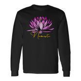 Lotusblüte Namaste Schwarzes Langarmshirts, Entspannendes Yoga-Motiv Tee