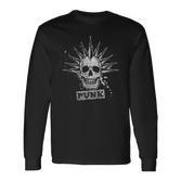 Punk Music Retro Punk Rock Motif Skull Skeleton Skull Langarmshirts