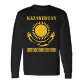 Republic Of Kazakhstan Qazaqstan Kazakhstan Kazakh Flag Langarmshirts