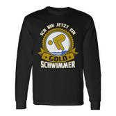 Swimming Badge Ich Bin Jetzt Ein Gold Swimmer Swimming Langarmshirts
