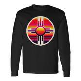 Zia-Symbol Im Retromodernenintage-Stil Im Bundesstaat New Mexico Langarmshirts