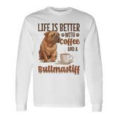 Bullmastiff-Hunderasse Das Leben Ist Besser Mit Kaffee Und Einem Langarmshirts